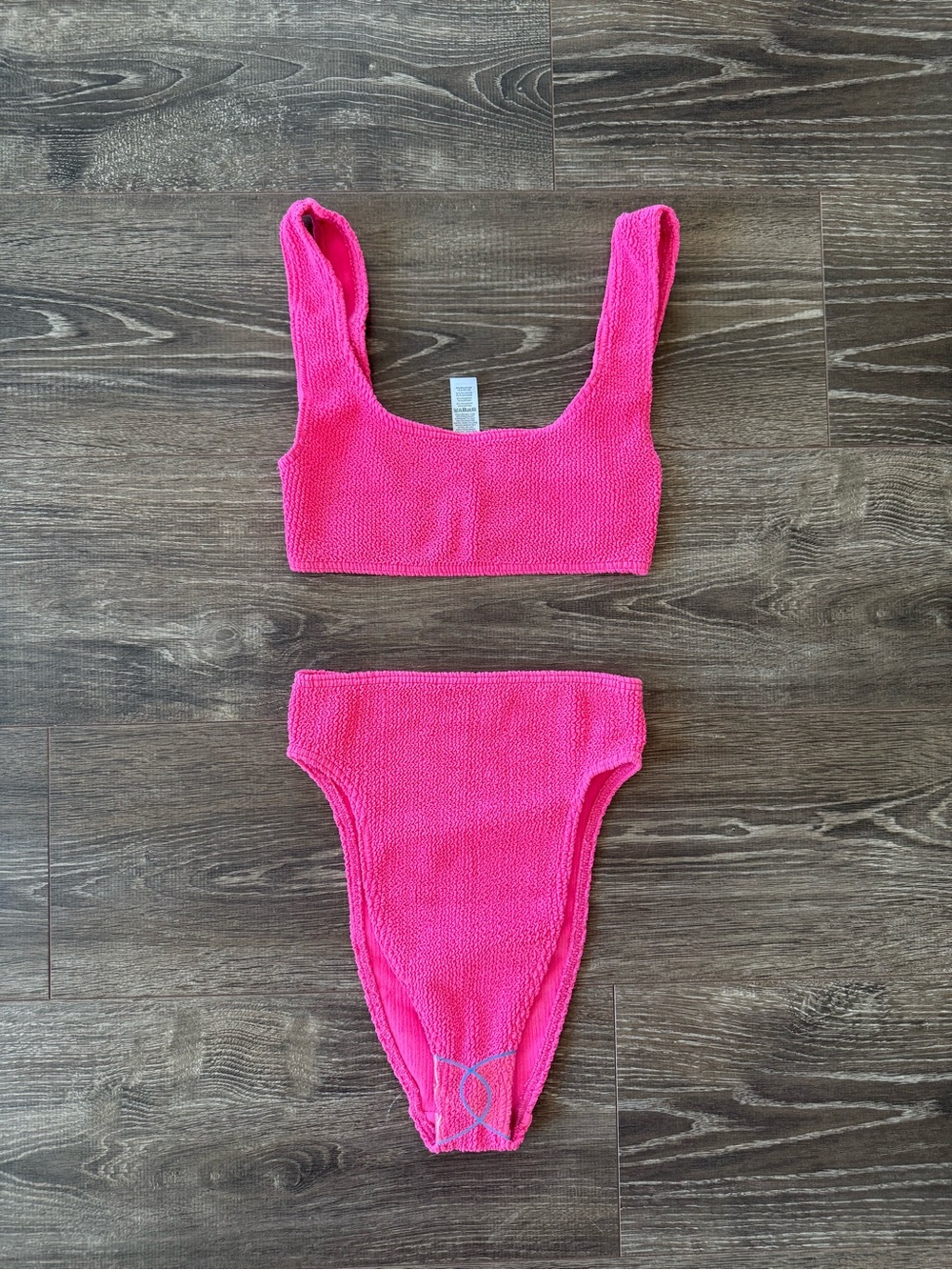 ASOS Neon Pink Textured High-Waist Bikini Set - Picture 4 of 7